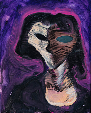 Peinture intitulée "A sad woman" par Sang Phan, Œuvre d'art originale, Acrylique Monté sur Autre panneau rigide