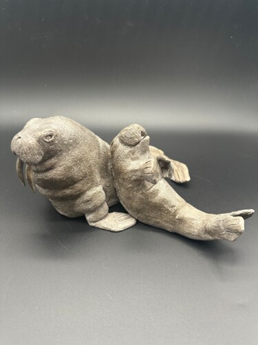 Sculpture intitulée "Père et fils morse" par Sange, Œuvre d'art originale, Terre cuite