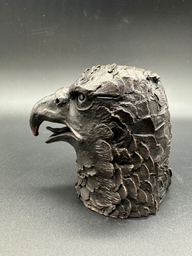 Sculpture intitulée "Aigle en portrait" par Sange, Œuvre d'art originale, Terre cuite