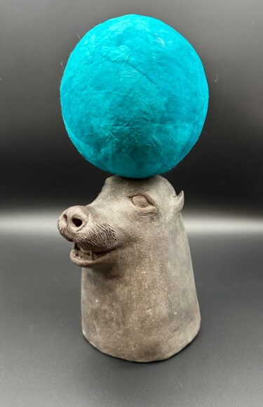 Skulptur mit dem Titel "Otarie en folie" von Sange, Original-Kunstwerk, Terra cotta