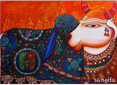Pintura titulada "Nandi2" por Sangita Agarwal, Obra de arte original, Acrílico