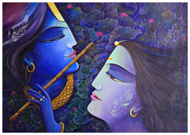 Картина под названием "Divine love" - Sangita Agarwal, Подлинное произведение искусства, Акрил