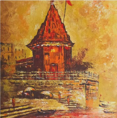 Pintura intitulada "Varanasi ghat" por Sangita Agarwal, Obras de arte originais, Acrílico