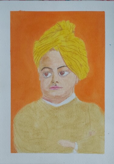 Malerei mit dem Titel "Sangram's swami Bib…" von Sangram Bubun, Original-Kunstwerk, Pastell