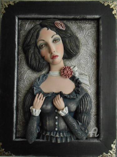 Sculpture intitulée "Portrait of girl…" par Vera Sanina, Œuvre d'art originale, Bois