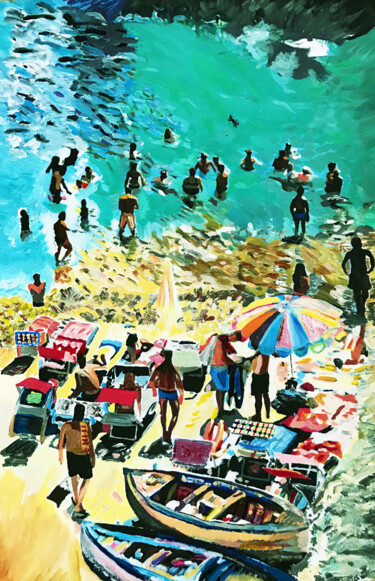 Pintura intitulada "On the beach" por Sanja Jancic, Obras de arte originais, Acrílico