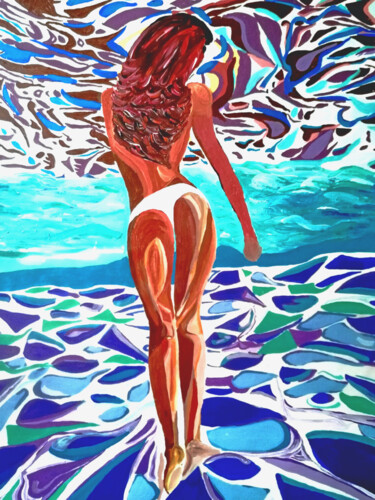 Картина под названием "Girl in blue" - Sanja Jancic, Подлинное произведение искусства, Акрил