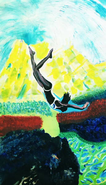 Картина под названием "Jump into the sea" - Sanja Jancic, Подлинное произведение искусства, Акрил