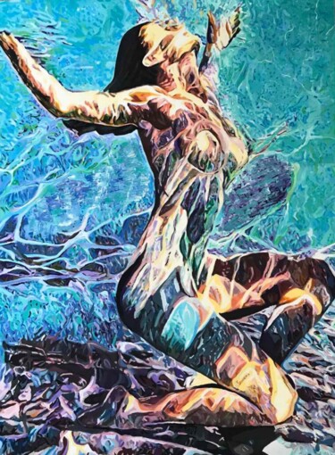 Картина под названием "Underwater" - Sanja Jancic, Подлинное произведение искусства, Акрил