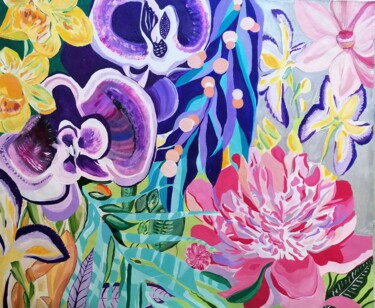 Peinture intitulée "Floral Symphony" par Sanja Jancic, Œuvre d'art originale, Acrylique