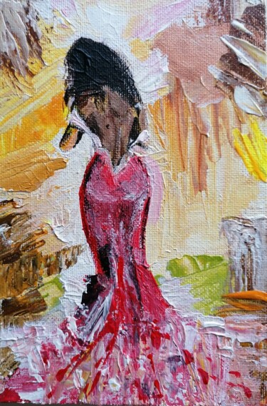 Painting titled "The girl in red" by Sanja Jancic, Original Artwork, Acrylic