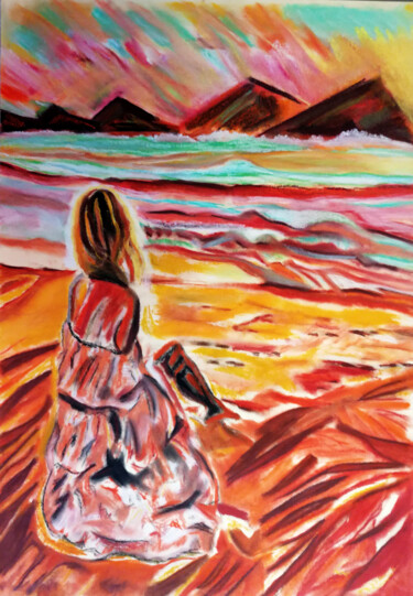 Pintura intitulada "On the beach #2" por Sanja Jancic, Obras de arte originais, Pastel
