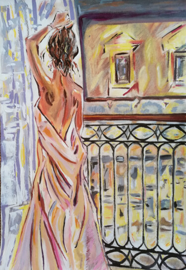 Painting titled "View from the balco…" by Sanja Jancic, Original Artwork, Acrylic