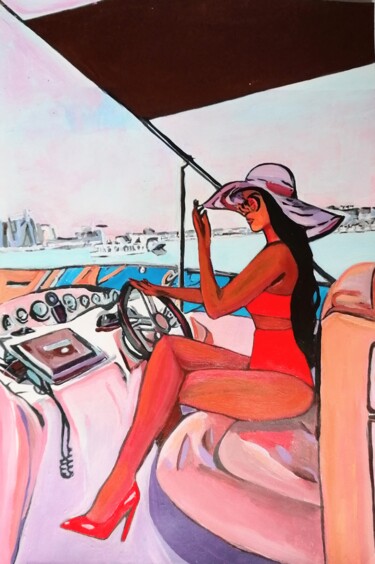 Malerei mit dem Titel "Summer day on a yac…" von Sanja Jancic, Original-Kunstwerk, Acryl