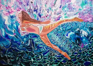Картина под названием "Dive into the ocean…" - Sanja Jancic, Подлинное произведение искусства, Акрил