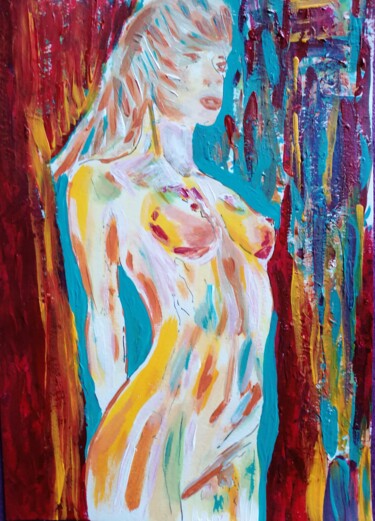 Painting titled "Dreamy Girl" by Sanja Jancic, Original Artwork, Acrylic