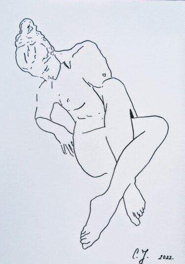 Drawing titled "Woman #12" by Sanja Jancic, Original Artwork, Ink