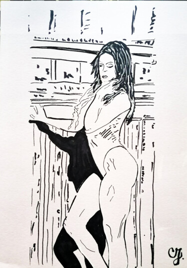 Drawing titled "Woman #7" by Sanja Jancic, Original Artwork, Ink