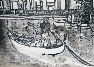 Картина под названием "Mediterranean after…" - Sanja Jancic, Подлинное произведение искусства, Чернила