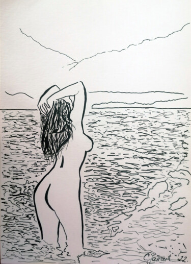 「Woman #18」というタイトルの描画 Sanja Jancicによって, オリジナルのアートワーク, インク