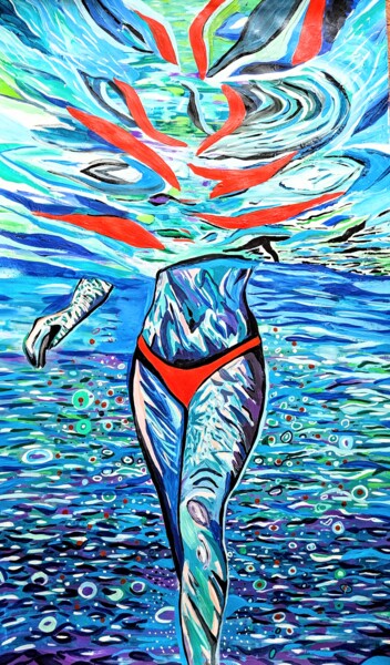 Картина под названием "Under the sea 1" - Sanja Jancic, Подлинное произведение искусства, Акрил