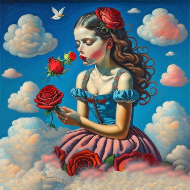 Pintura intitulada "A little girl with…" por Sanja Jancic, Obras de arte originais, Acrílico