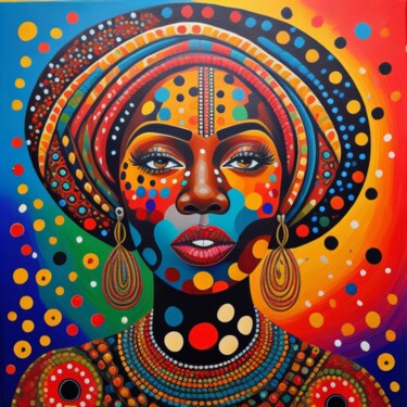 Ζωγραφική με τίτλο "African beauty" από Sanja Jancic, Αυθεντικά έργα τέχνης, Ακρυλικό