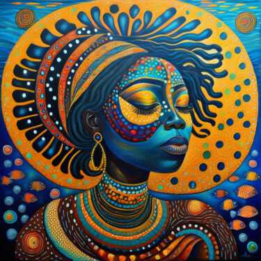 Pittura intitolato "African beauty unde…" da Sanja Jancic, Opera d'arte originale, Acrilico