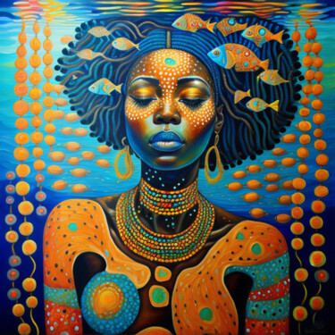 Ζωγραφική με τίτλο "African beauty unde…" από Sanja Jancic, Αυθεντικά έργα τέχνης, Ακρυλικό