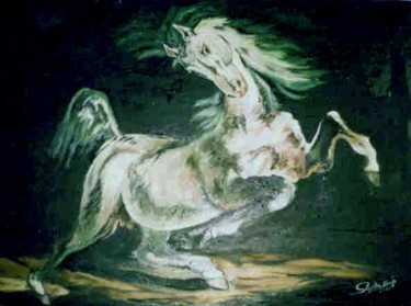 Malerei mit dem Titel "THE HORSE" von Savita Singh Bhadouria, Original-Kunstwerk