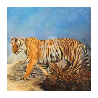Schilderij getiteld "Tiger (series) 2" door Sanjay Gogs, Origineel Kunstwerk, Olie