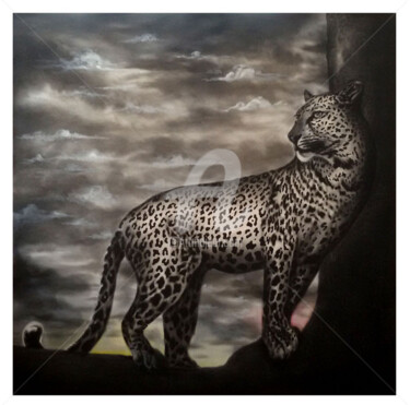 Painting titled "jaguar" by Sanjay Gogs, Original Artwork, Oil