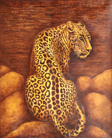 Painting titled "Leopard Series -3" by Sanjay P, Original Artwork, Acrylic