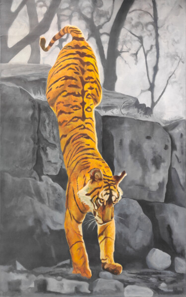 Pintura intitulada "Tiger Series 2" por Sanjay P, Obras de arte originais, Acrílico