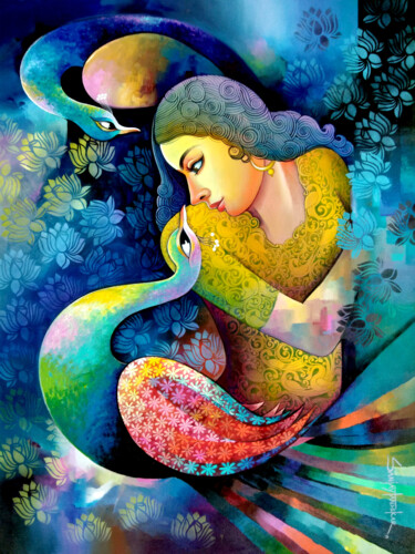 Malerei mit dem Titel "Fantasy of Beauty 2" von Sanjay Tandekar Ramprasad Tandekar, Original-Kunstwerk, Acryl
