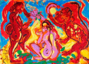 Pittura intitolato "Playing with Dreams" da Sanjay Kumar, Opera d'arte originale, Acrilico