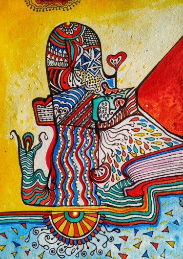 Рисунок под названием "Inner dreams II" - Sanjay Punekar, Подлинное произведение искусства, Чернила