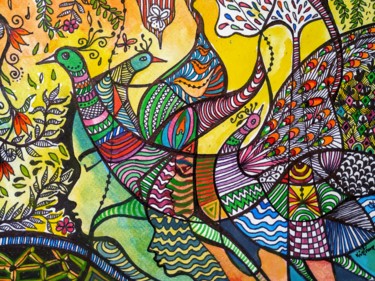 Malerei mit dem Titel "Inner dreams 4" von Sanjay Punekar, Original-Kunstwerk, Acryl