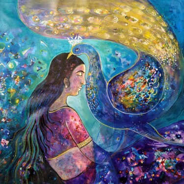 Malerei mit dem Titel "Love and happiness" von Sanjay Punekar, Original-Kunstwerk, Acryl
