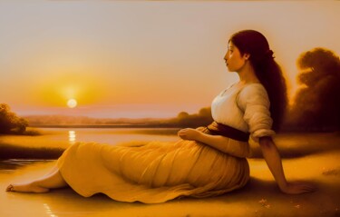 Цифровое искусство под названием "Tranquil Sunset" - Sankha Ghosh, Подлинное произведение искусства, Фотомонтаж