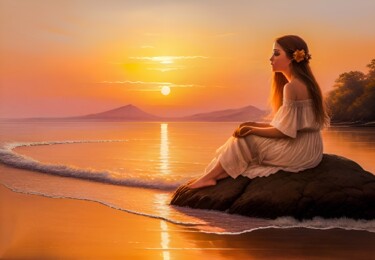 Цифровое искусство под названием "Serenity in Sundown" - Sankha Ghosh, Подлинное произведение искусства, Фотомонтаж