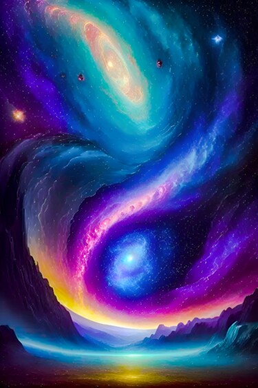 Digital Arts titled "Cosmic Symphony" by Sankha Ghosh, Original Artwork, Digital Painting