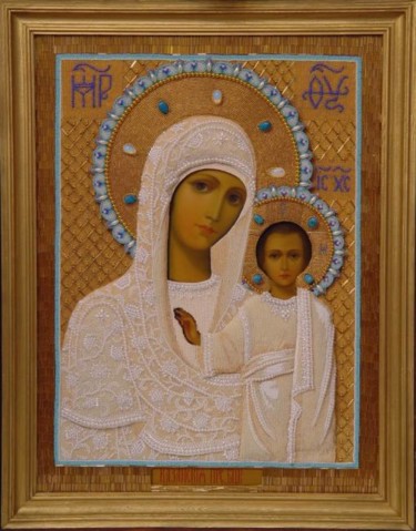 Peinture intitulée "Икона Казанской Б.М." par Sankire, Œuvre d'art originale, Autre