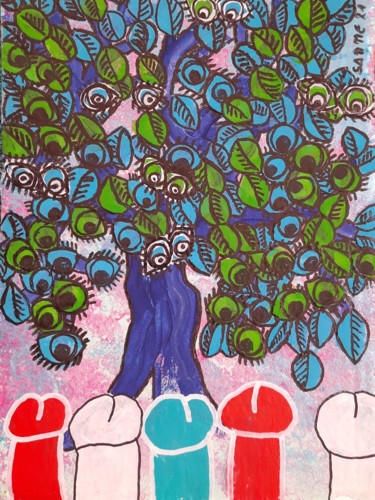 Malerei mit dem Titel "Der Augenbaum" von Susanne Schnackertz. ( Sanne), Original-Kunstwerk, Acryl
