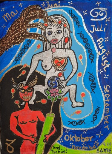 Malerei mit dem Titel "Sex ohne Gummi" von Susanne Schnackertz. ( Sanne), Original-Kunstwerk, Acryl