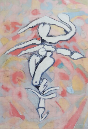 Schilderij getiteld "Isadora" door Sannier Alain, Origineel Kunstwerk, Olie Gemonteerd op Frame voor houten brancard