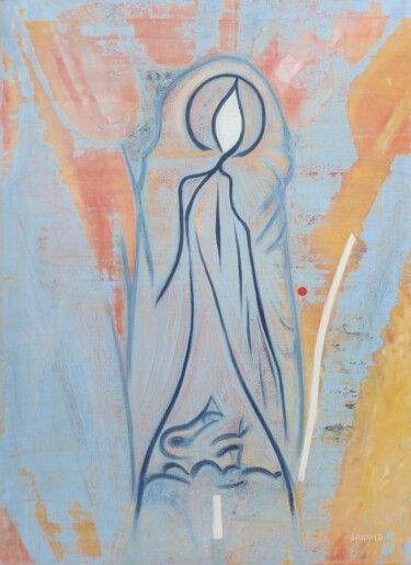 Malerei mit dem Titel "Marie" von Sannier Alain, Original-Kunstwerk, Öl Auf Keilrahmen aus Holz montiert