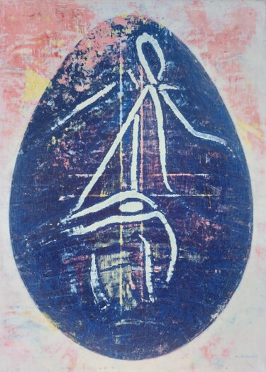 Pintura titulada "Oeuf à  l'élan" por Sannier Alain, Obra de arte original, Oleo Montado en Bastidor de camilla de madera