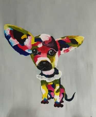 Painting titled "Chien coloré" by Sanpasco, Original Artwork