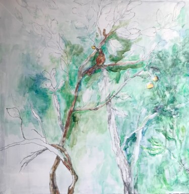 Peinture intitulée "Bois" par Sanrey, Œuvre d'art originale, Aquarelle